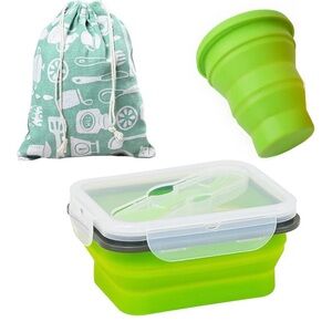 New Silicone Collapsible Bowls for Snacks with Lid Foldable Cup and Storage Bag